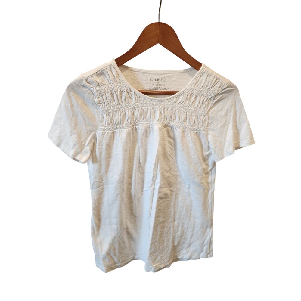 Talbot's White Smocked Tee Size XS